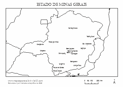 Mapa do estado de Minas Gerais