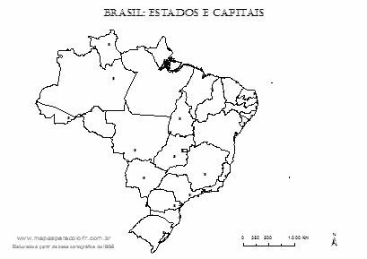 Mapa do Brasil com estados e capitais para colorir