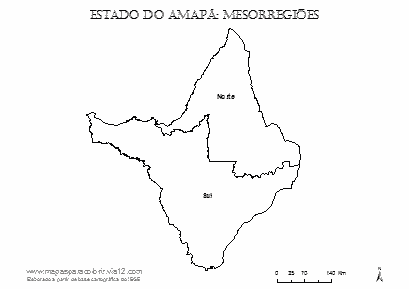 Mapa das mesorregiões do Amapá com nomes.