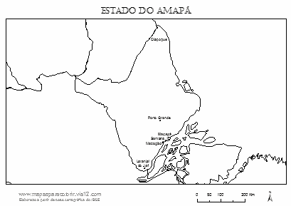 Mapa do Amapá com cidades principais.