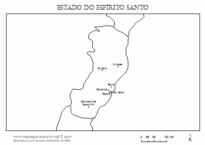 Mapa do Espírito Santo com cidades principais.