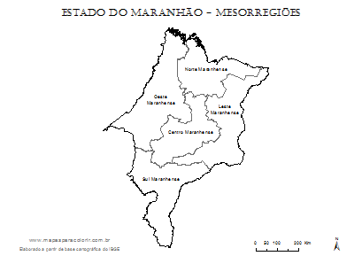 Mapa de mesorregiões do Maranhão.