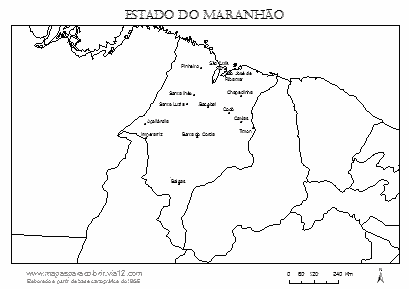 Mapa do Maranhão com cidades principais.