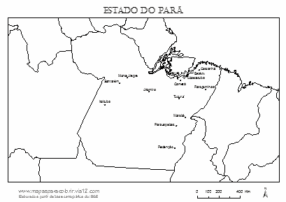 Mapa do Pará com cidades principais.
