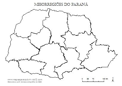 Mapa das mesorregiões do Paraná.