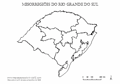 Mapa das mesorregiões do Rio Grande do Sul.