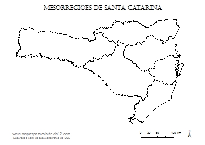 Mapa das mesorregiões de Santa Catarina.