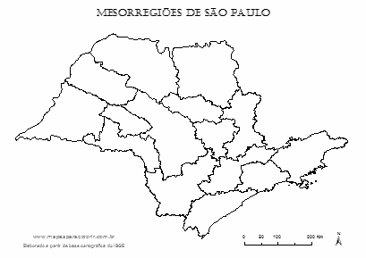 Mapa das mesorregiões de São Paulo.