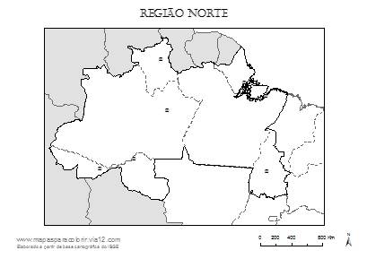 Mapa da Região Norte com estados e capitais para colorir.